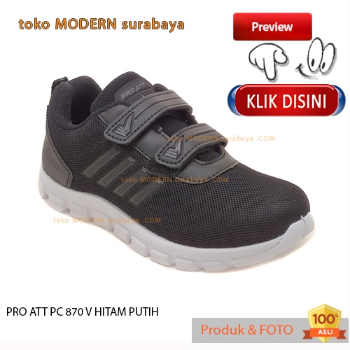 PRO ATT PC 870 V HITAM PUTIH sepatu sekolah anak perekat sneakers