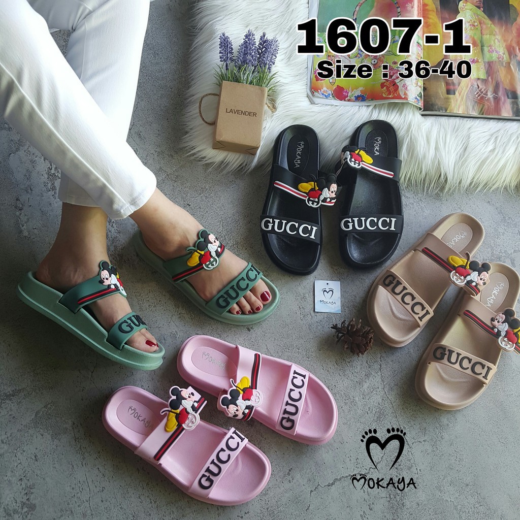 Sandal Slop Wanita Ban 2 Gucci Lazy Mickey Lucu Keren Import Mokaya/Sz 36-40 (1607-1)