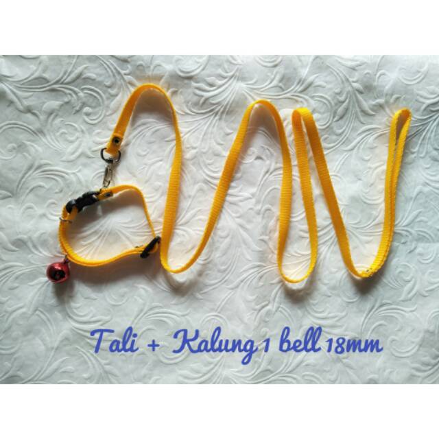 Tali tuntun + kalung kucing 1 lonceng besar 18mm