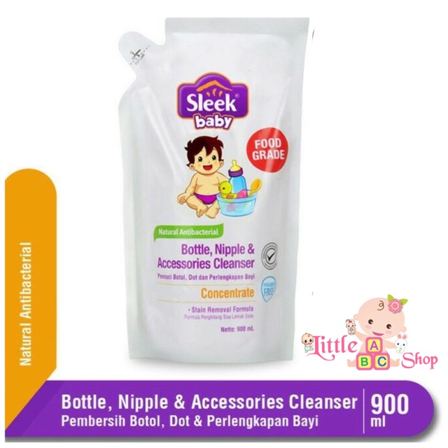 Sleek baby bottle nipple &amp; accessories cleanser concentrate 900ml Refill / sabun sleek