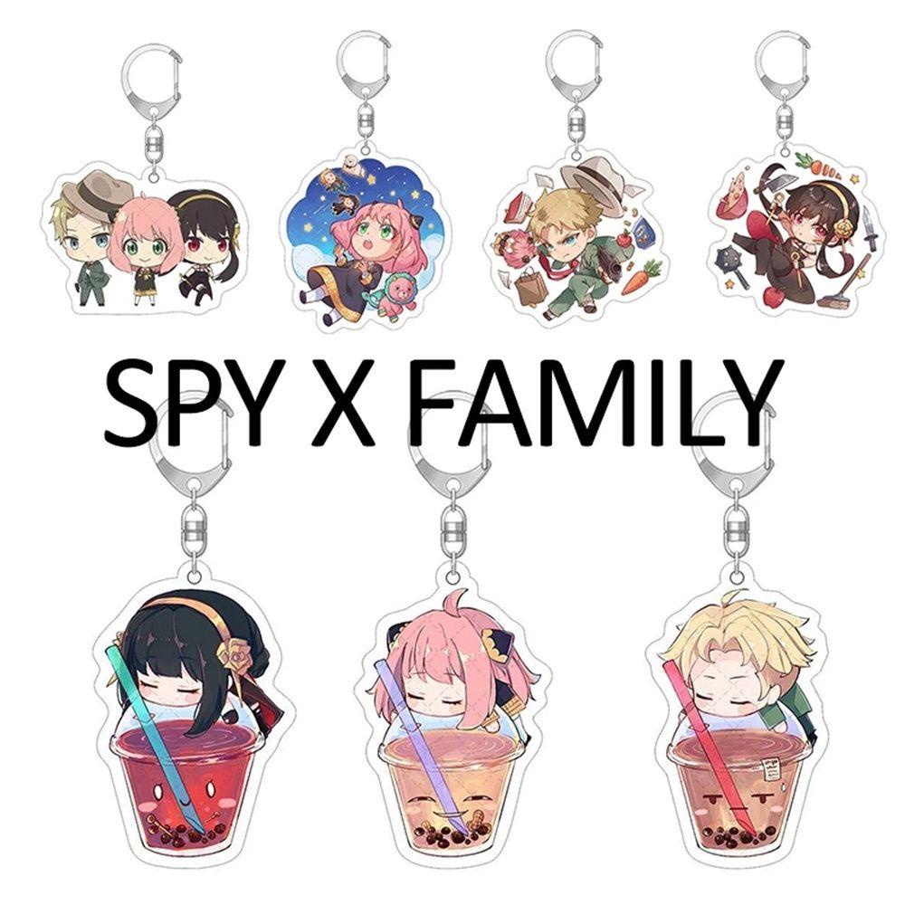 [Elegan] Spy X Aksesoris Interior Keluarga Kartun Laser Flash Key Rings Key Holder Gantungan Kunci Akrilik