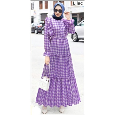 Extu Maxi Dress Haura Motif Kotak
