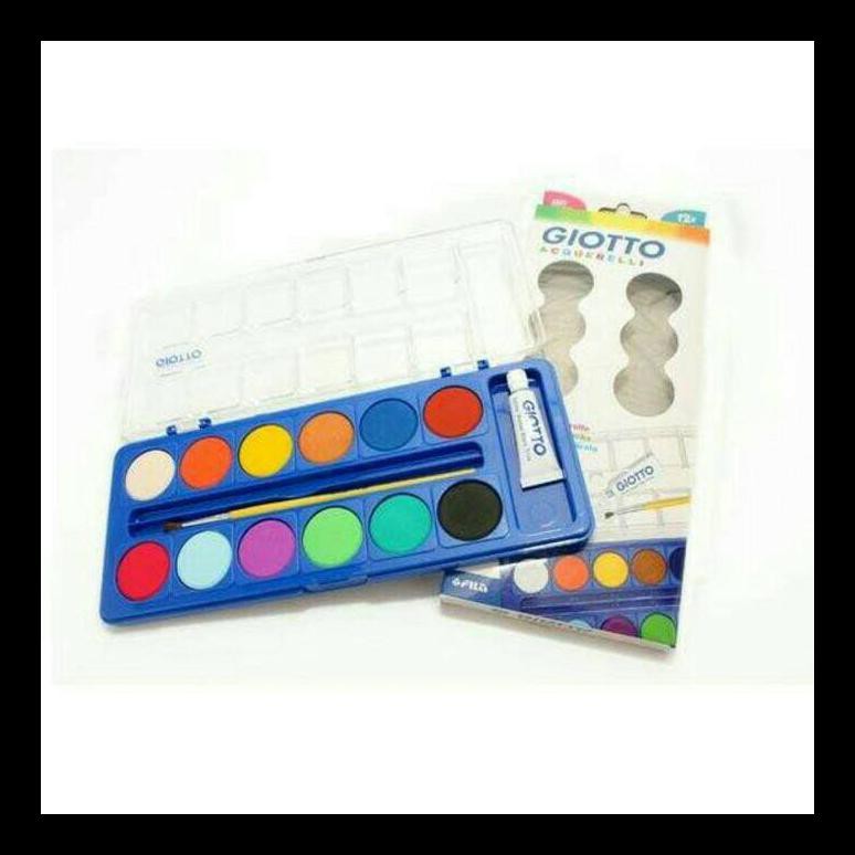 

DISKON CAT AIR PADAT GIOTTO FREE KUAS / WATER COLOUR CAKE PERALATAN MELUKIS MURAH