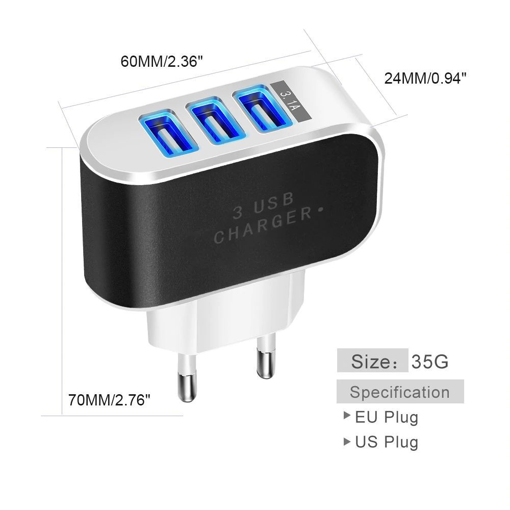 Batok Charger 3 USB / Travel Charger Batok 3 USB UNIVERSAL