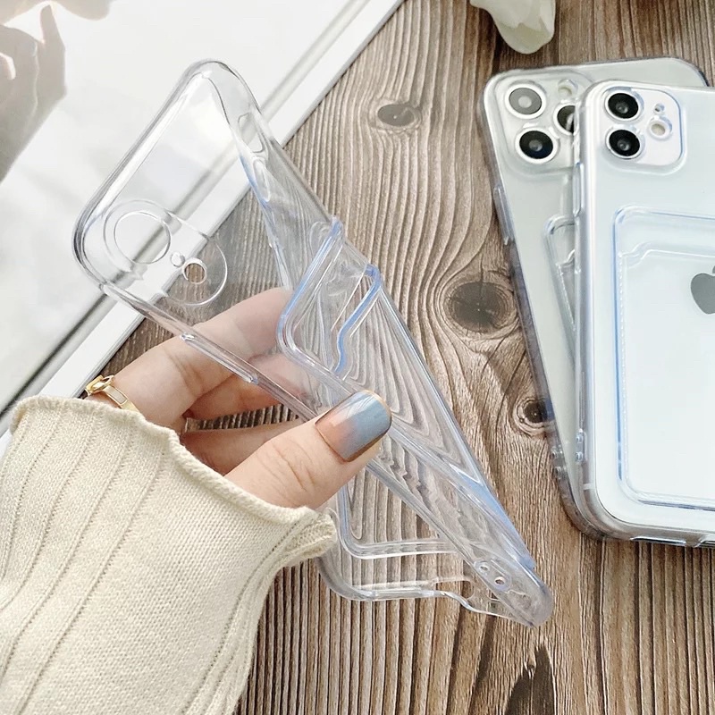 Soft Case Card Holder Slot Foto / Kartu XIAOMI REDMI NOTE 7 7 PRO 8 9 9S 10 10S 11 11S 11 PRO MAX 4G 5G Casing Wallet Transparan TPU Clear Bening