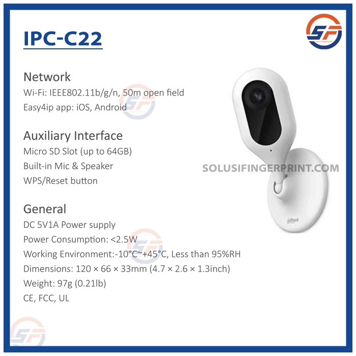 CCTV Wifi DAHUA IPC C22 2MP | IP Network Camera