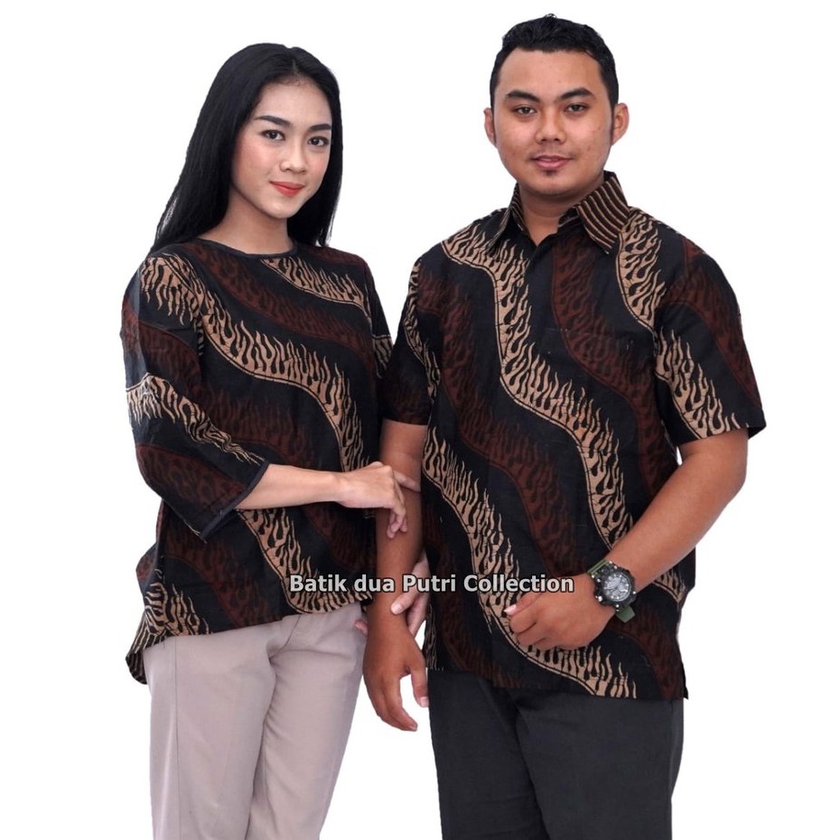 Couple Batik Atasan Wanita Kemeja Pria Lengan Pendek Model Terbaru