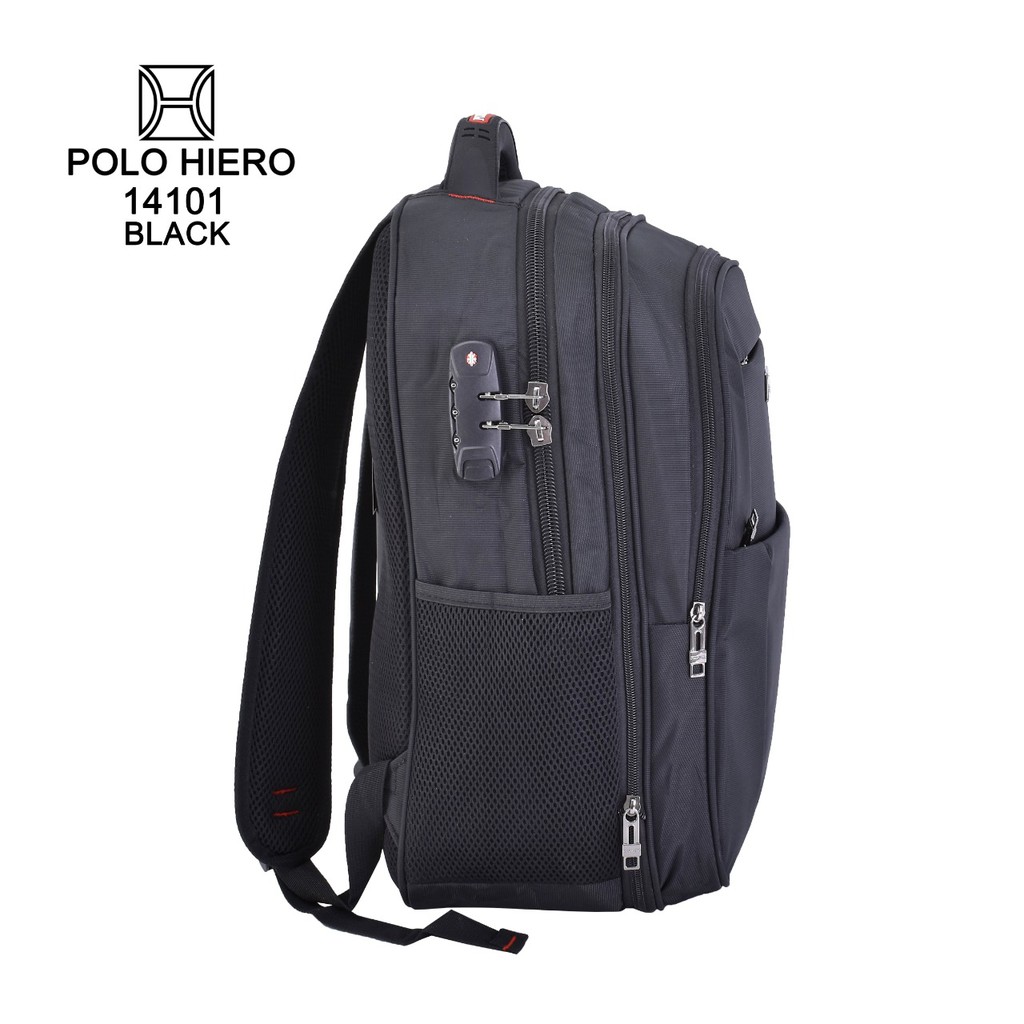 New Model Polo Hiero 14101 Tas Sekolah Ransel Backpack,[Free Kabel USB Extension,Free Rain Cover]