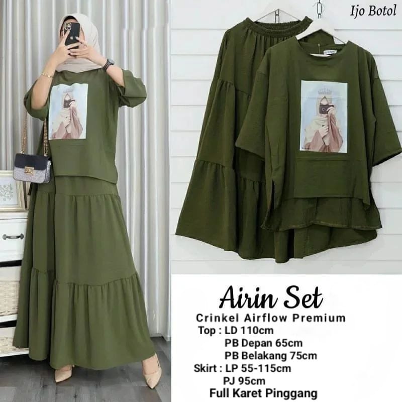 Airin Set/Setelan Muslim Wanita/Baju Muslimah/Pakaian Wanita Muslimah/