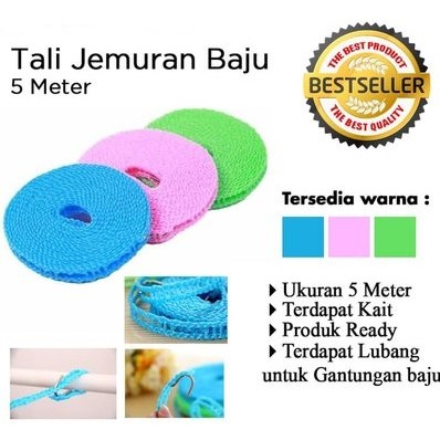 TALI JEMURAN / TALI JEMURAN BAJU / TALI JEMURAN 5 METER / TALI JEMURAN BERLUBANG / AF0001