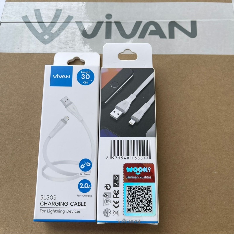 Vivan SL30S 30Cm Kabel Data Cable Iphone Lightning Fast Charging 2A Promo Sen