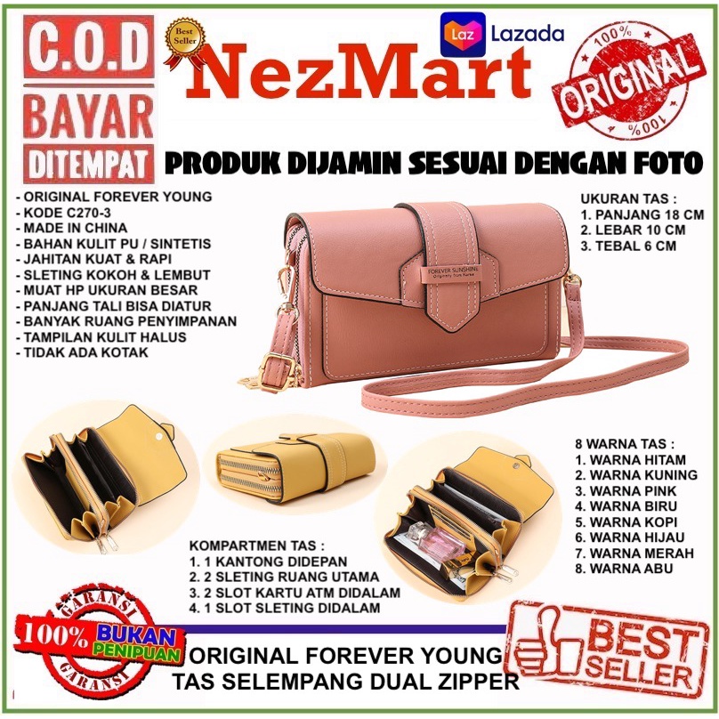 IMPOR FOREVER YOUNG C270-3 TAS SELEMPANG BAHU KONDANGAN PESTA TEBAL