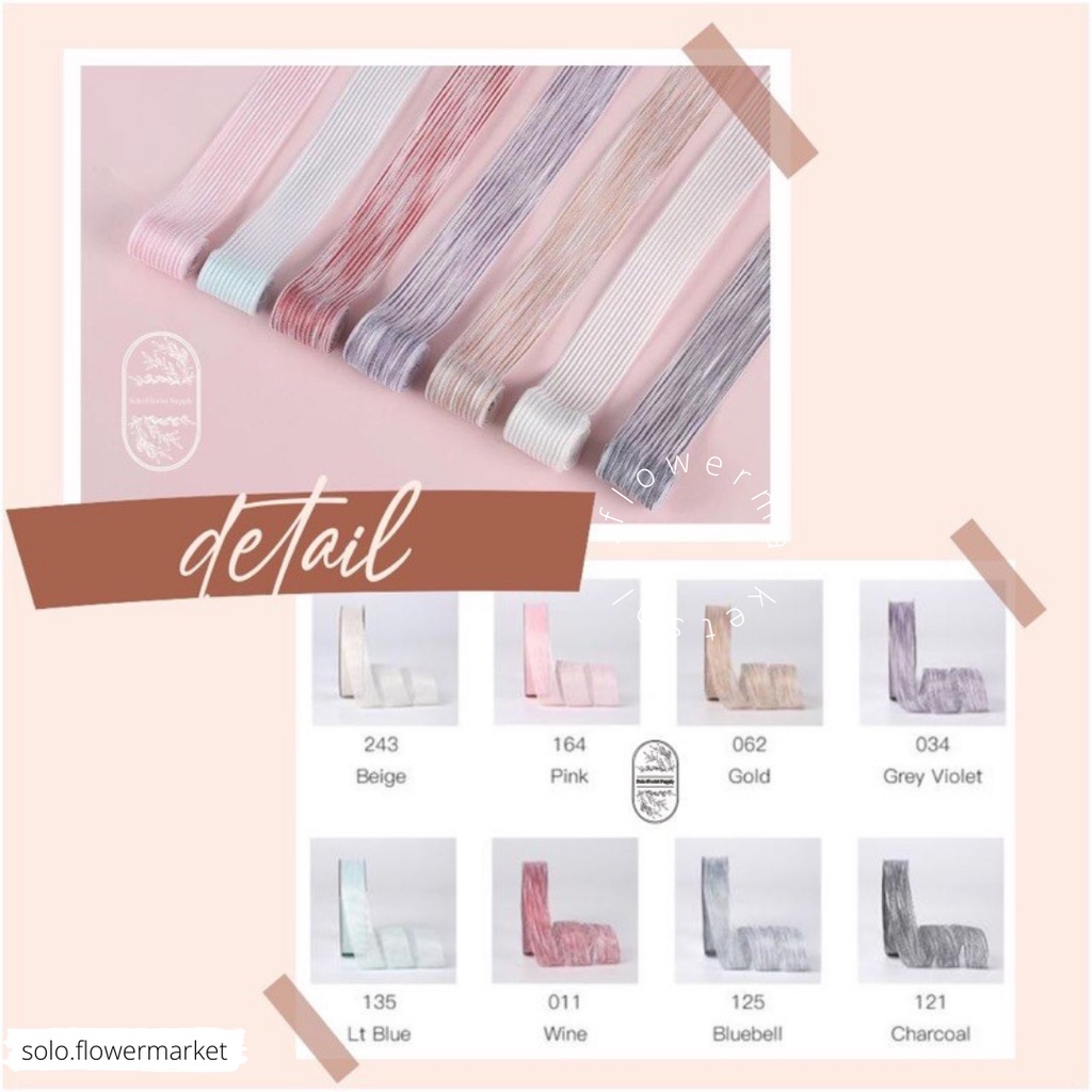 

PITA ORGANZA lebar 2,5cm ribbon two tone lines garis 2 warna premium kado gift buket bouquet TERMURAH