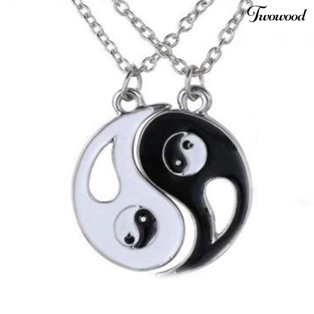 Kalung Model Hollow out Bahan Alloy Warna Hitam Dan Putih Untuk Pasangan