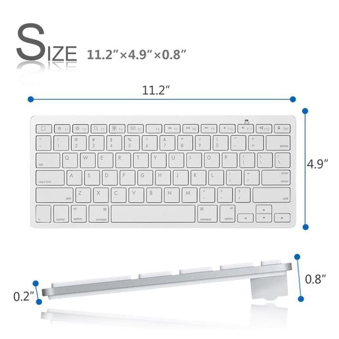 Ultra Slim Bluetooth 3.0 Wireless Keyboard for Macbook/Android-White