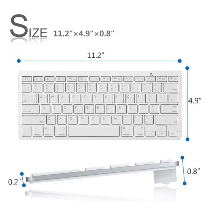 Ultra Slim Bluetooth 3.0 Wireless Keyboard for Macbook/Android-White