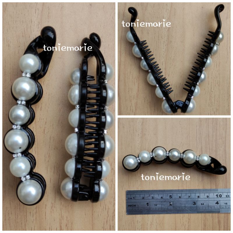 UKURAN BESAR - JEPITAN RAMBUT PISANG MUTIARA HITAM - JEPIT RAMBUT PISANG MUTIARA - JEDAI - HAIRCLIP