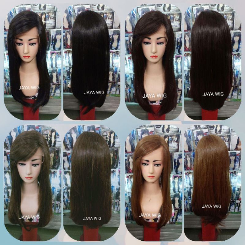 Rambut Palsu Wig Lurus Panjang Poni Samping