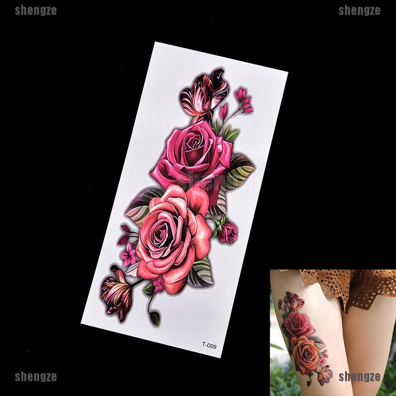 Bou Stiker Tato Temporary Desain Bunga Mawar Anti Air Untuk