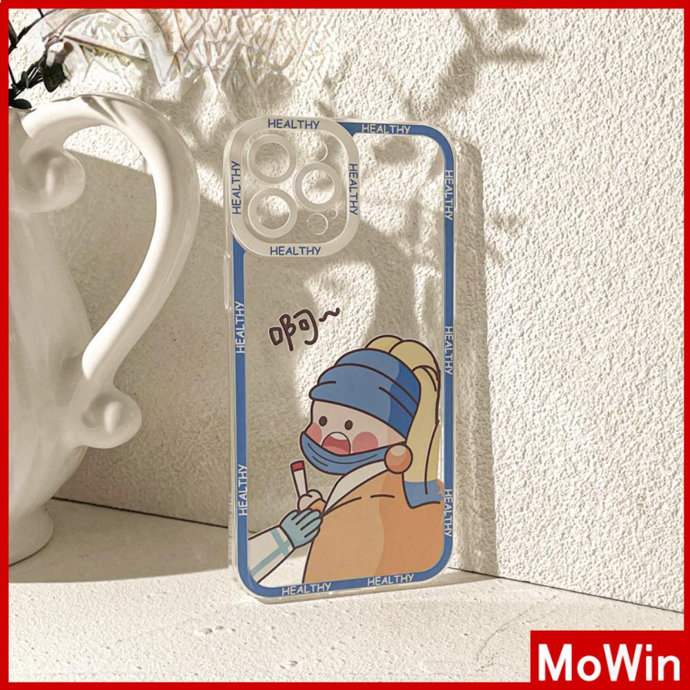 iPhone Case Silicone Soft Case Clear Case Square Edge Shockproof Protection Camera Cartoon Comic Cute Compatible For iPhone 11 iPhone 13 Pro Max iPhone 12 Pro Max iPhone 7 Plus xr