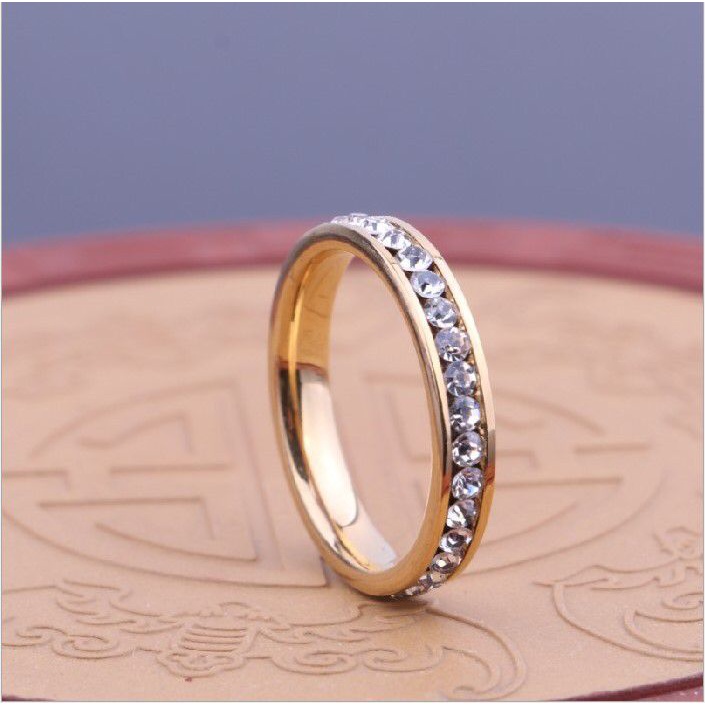 cincin titanium wanita anti karat - Cincin Wanita Titanium Emas Gold Anti Karat Berlian Korea style