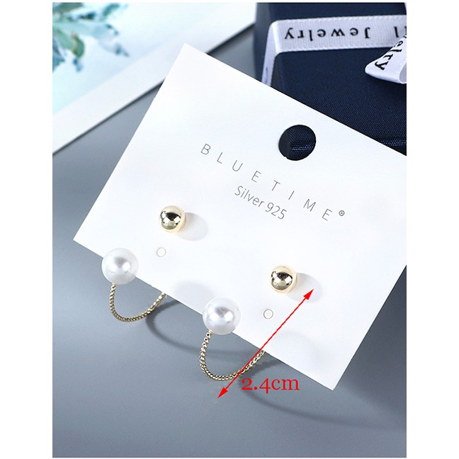 LRC Anting Tusuk Fashion Golden Gold Plated Pearl Geometric Y64073