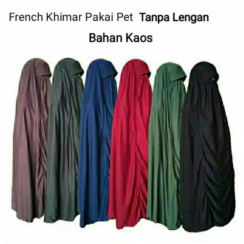 French Khimar kaos jumbo tanpa lengan
