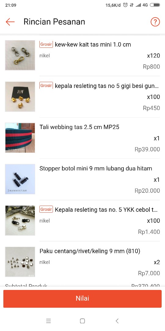 Kepala Resleting Tas No 5 Gigi Besi Gundul Gold