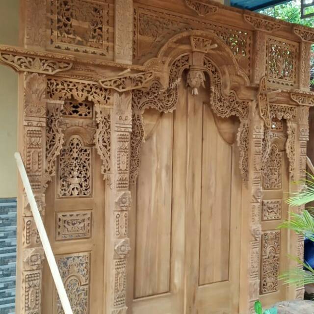 Kerajinan furniture mebel Kusen Pintu GEBYOK jawa kuno gebyok jati murah full ukir khas JEPARA