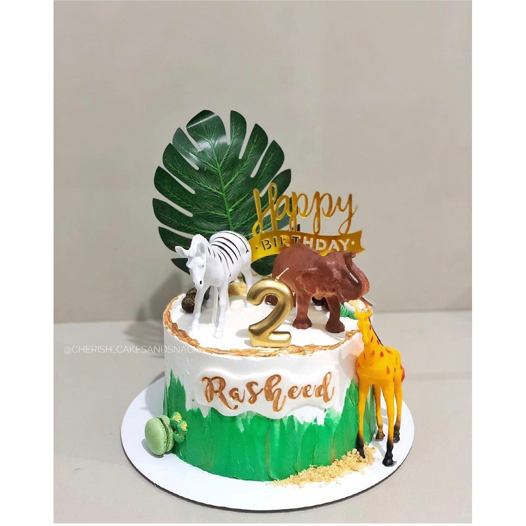 Topper Cake Motif Daun / Animal Hiasan Kue Daun