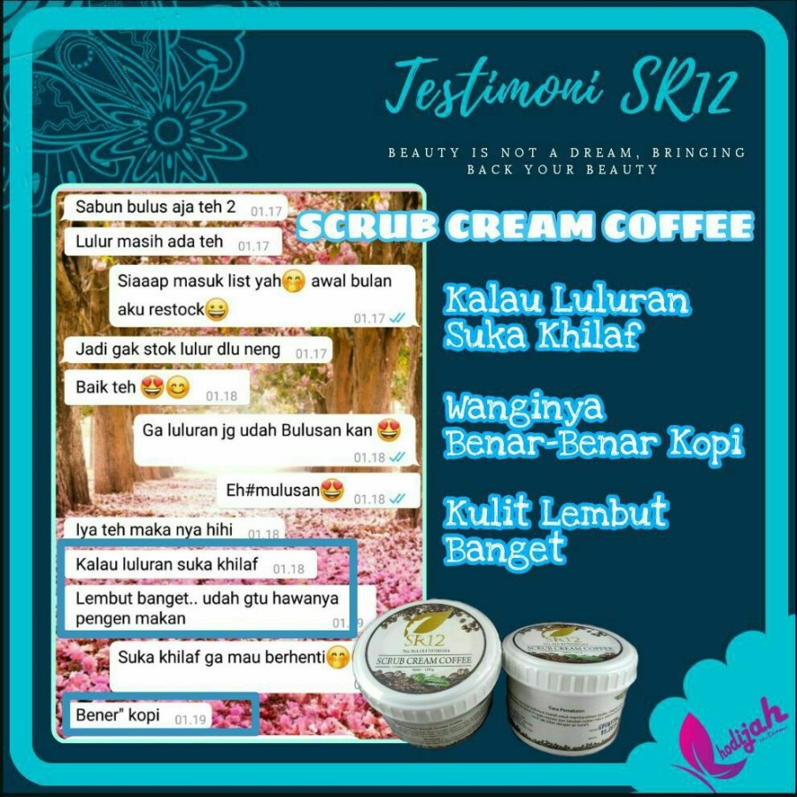 Scrub Cream Coffee SR12 Body BPOM - Lulur Kopi Pemutih Badan Penghilang Daki Original Official Agen Resmi SR 12