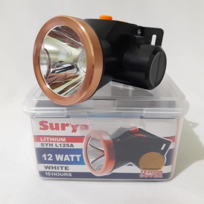 Surya Senter Kepala Super Terang LED SYH L125A LAMPU PUTIH 12Watt 500 Meter 15 Jam - Hitam