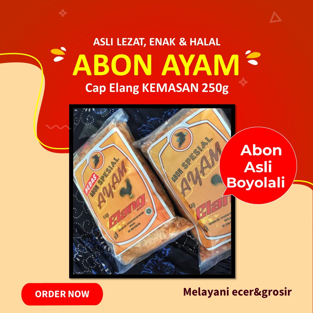 

Abon Ayam Original Spesial cap elang 250gr Tunggal Roso Gloria Karwati tersedia juga kemasan 1kg/kiloan