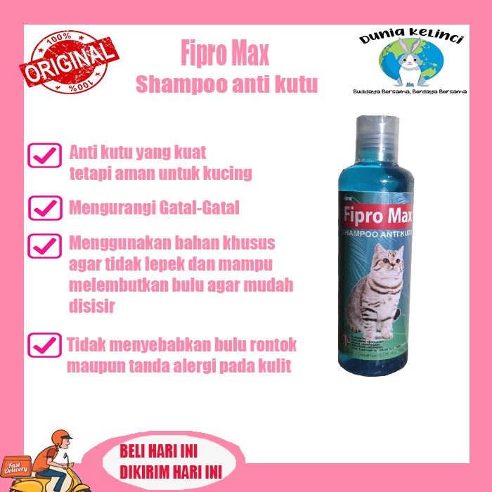 SHAMPOO KUCING ANTI KUTU FIPRO MAX WANGI DAN MELEMBUTKAN SHAMPO CAT