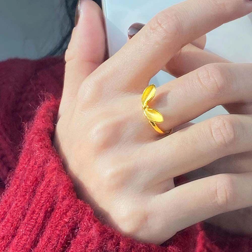 Mxbeauty Warna Emas Terbuka Cincin Mewah Retro Telinga Kelinci Busur Tembaga Vintage Knuckle Ring