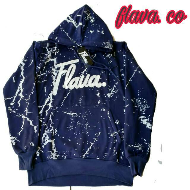 sweater hoodie flava abstrak navy