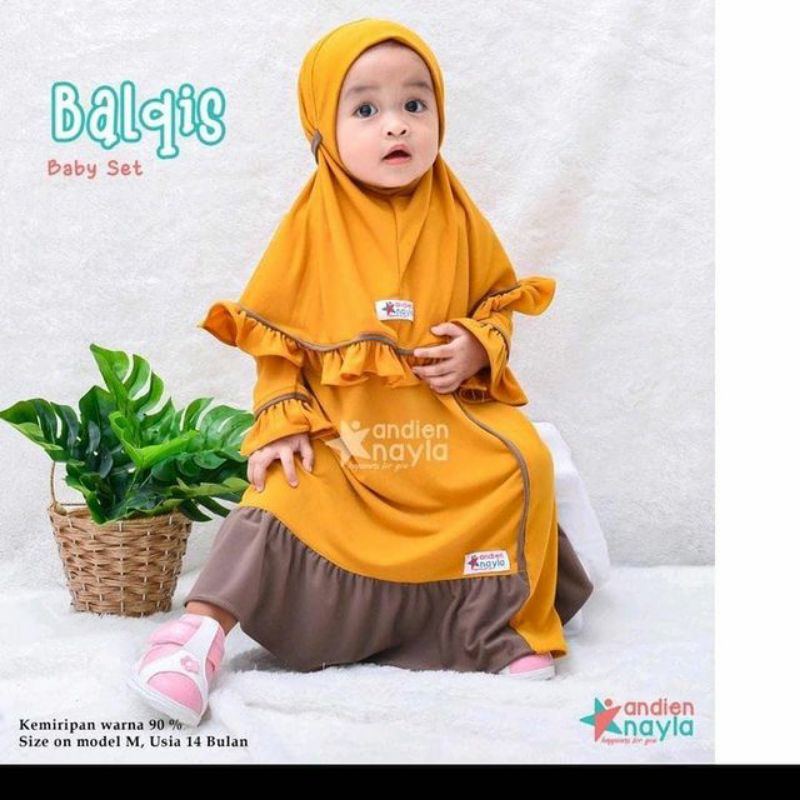 Balqis kids set khimar gamis anak perempuan terlaris usia (6 bulan -1 tahun) (2-3 tahun)terbaru / gamis anak set khimar.gamis