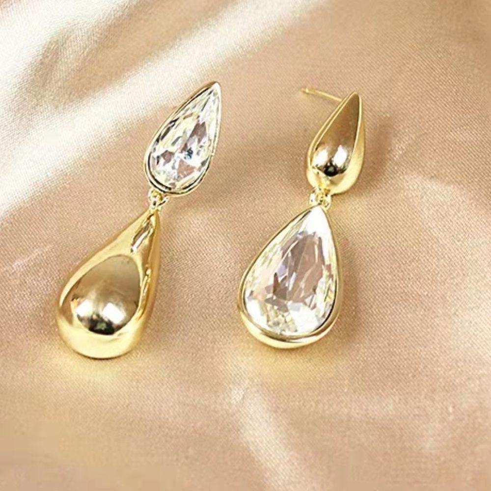 NEEDWAY Anting Asimetris Untuk Wanita Pesta Fashion Mewah Menjuntai Anting-Anting Zirkon Gadis Telinga Giwang