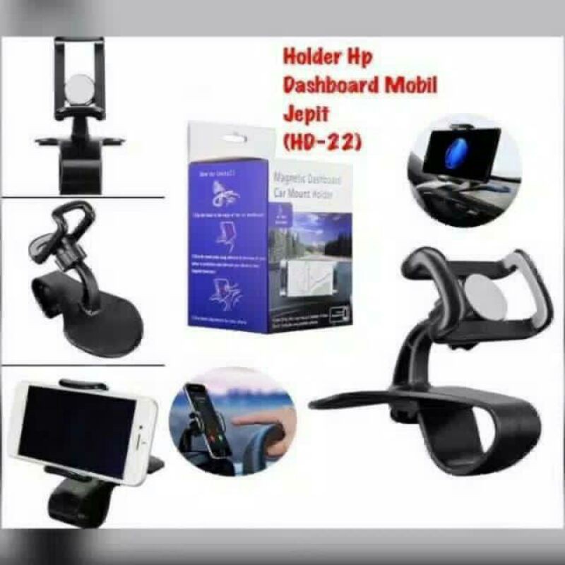 [COD] Car Phone Holder Hp Mobil Dashboard Spion Sunvisor Free Rotate 3in1 Universal Jepit 360