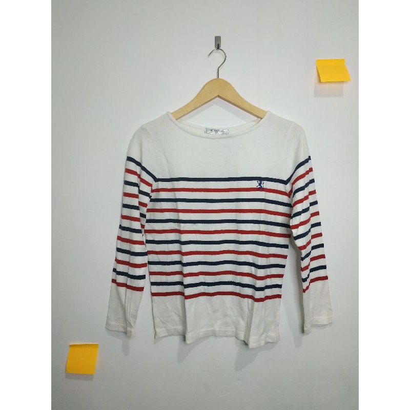 Giordano Wanita - Sweater Garis Biru Merah