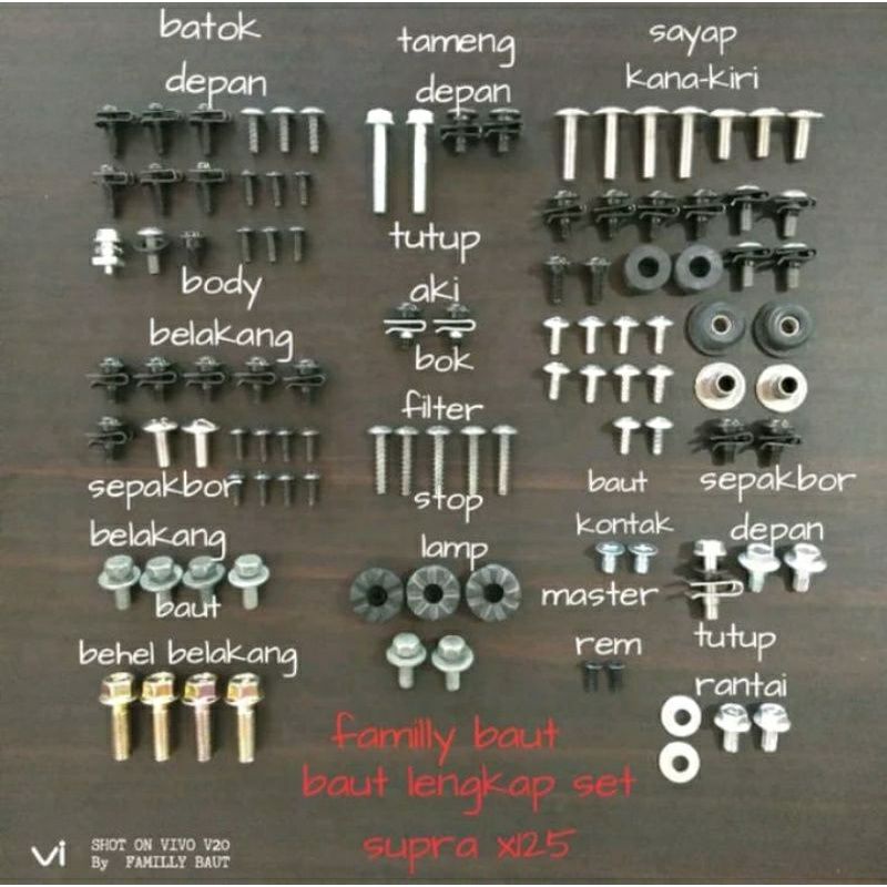 Baut Baud Full Set Lengkap Honda Supra X 125 2005-2012 Komplit 1 motor siap pakai