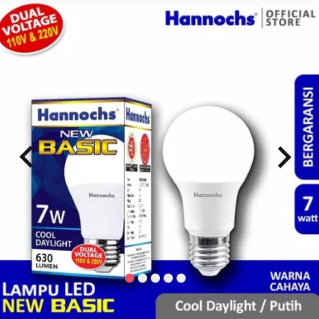 Lampu Led Hannochs 7 Watt Dual Voltage 100V - 240V New Basic