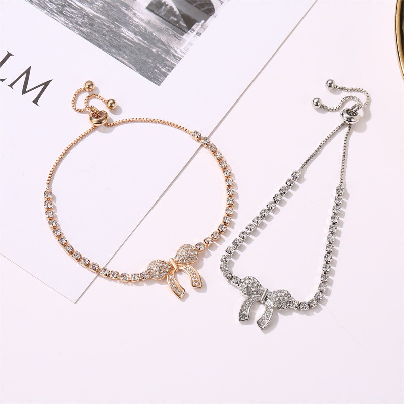 Gelang Tangan Wanita Fashion Wanita Pita Crystal Bow Bracelet Wanita Import