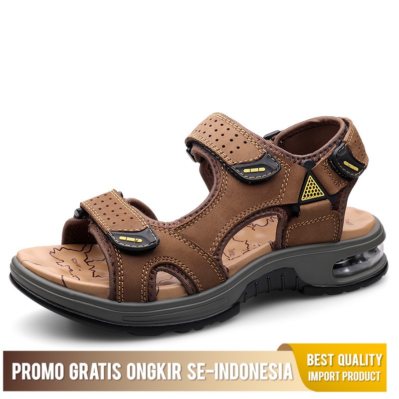 Sendal Kulit Pria 2022 Bantal Udara Moden Pantai Bawah Muda Ringan Bernafas Sandal Wang Luar