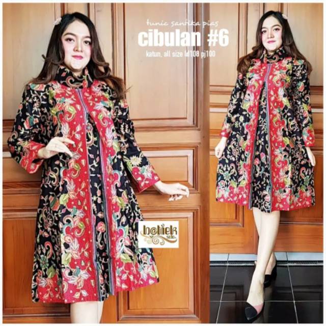 Tunik katun santika pias cibulan #6 atasan batik wanita motif bunga super halus baju aeregam seragaman ibu cewek kekinian