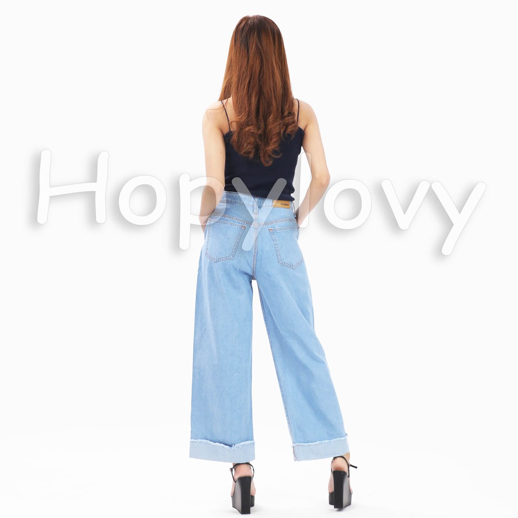 HOPYLOVY - Celana Boyfriend Jeans Kulot Wanita Stik Balik Lionel