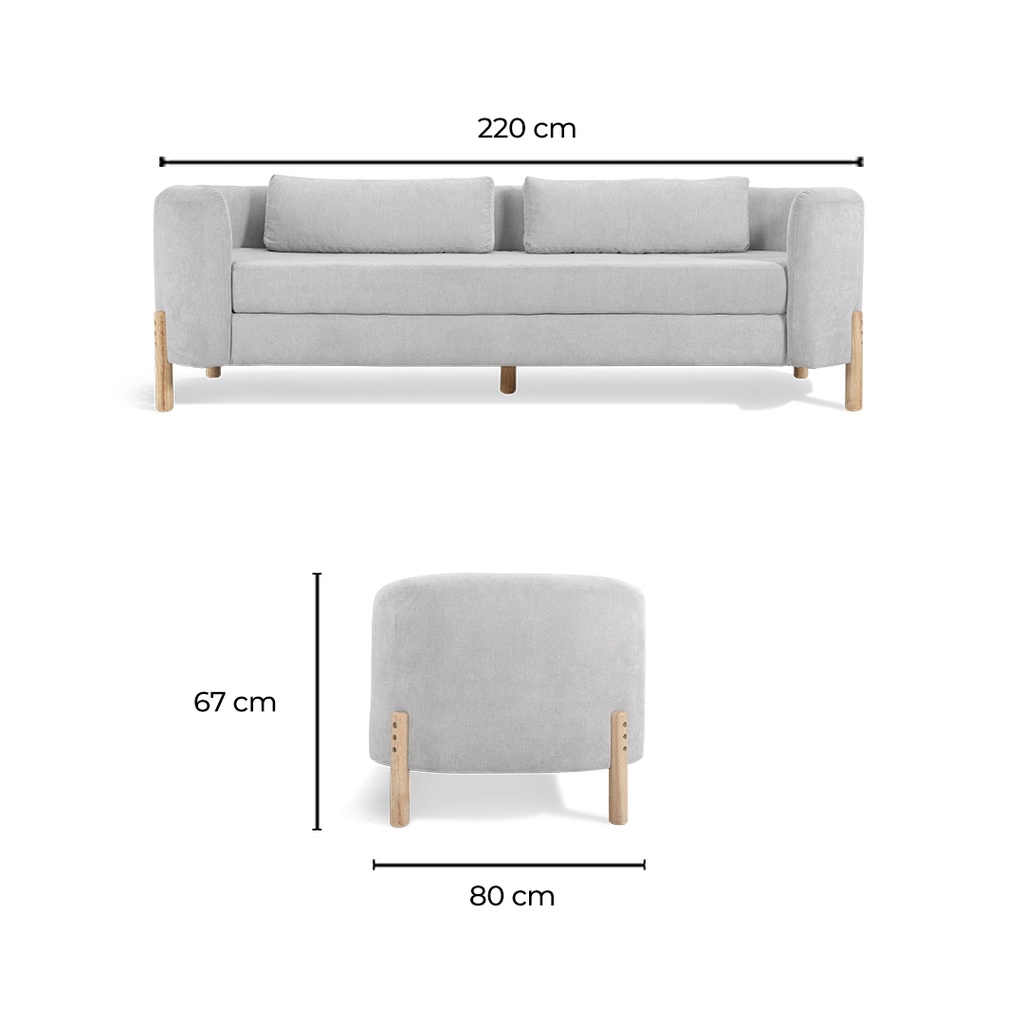 Isiruma Sofa 3 Dudukan dengan Lengan Melengkung PAO Sofa 3 Seater