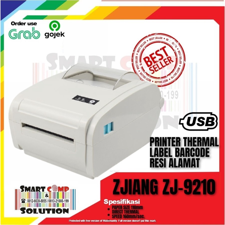 Printer Label Thermal ZJIANG ZJ-9210 Stiker Alamat A6 AWB Resi Pengiriman