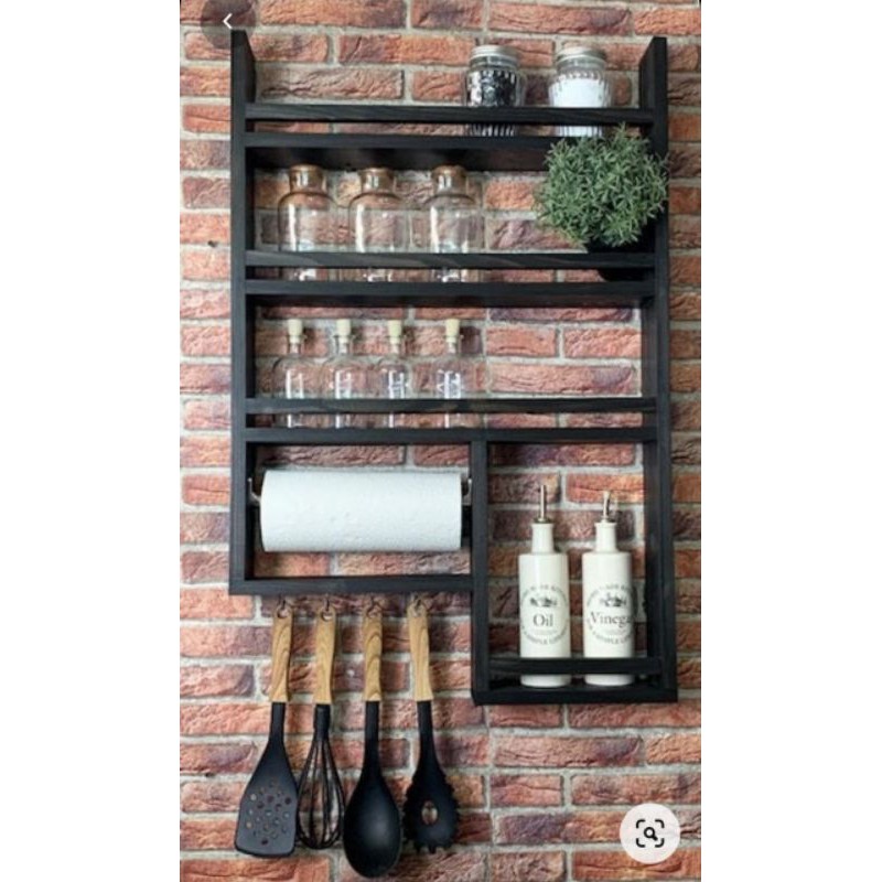 Rak bumbu dapur Rak dapur gantung kayu