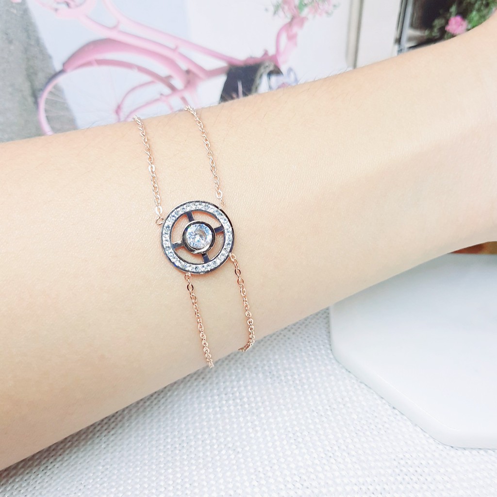 Gelang Titanium Layer Rantai Korea Style Rose Gold - BB553